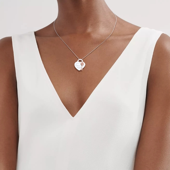 Tiffany & Co. Jewelry - Return to Tiffany®Heart Tag Key Pendantin Silver and Rubedo® Metal, Medium